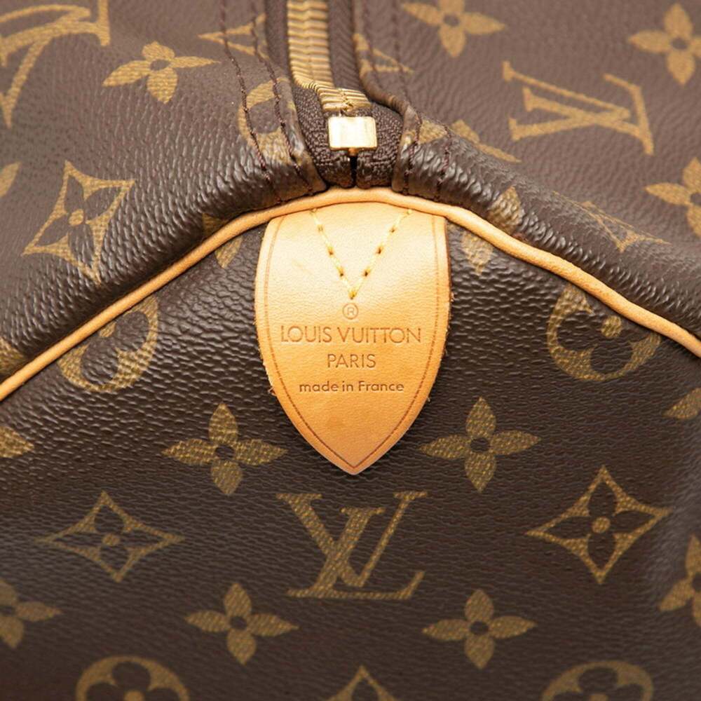 LOUIS VUITTON Authentic Brown Monogram Leather Keepall 50 Boston Bag - Picture 6 of 7